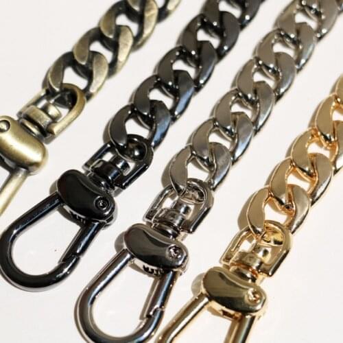 DIY Iron Flat Chain Strap Handbag Chains Purse Chain Straps Shoulder Cross Body Replacement Straps with Metal Buckle Gold Silver