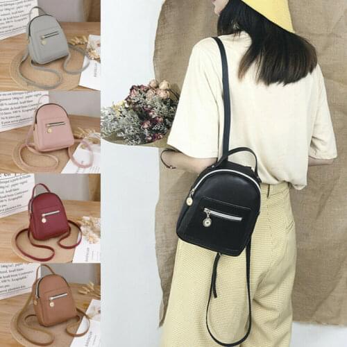 Women Girls School Bag PU Leather Backpack Mini Rucksack Purse Travel Handbag