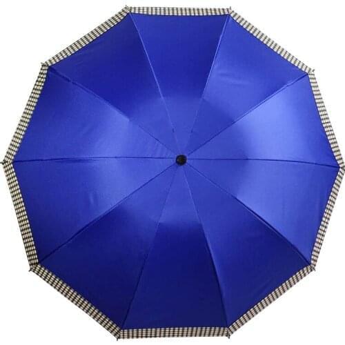 Women sunny and rainy umbrella three-folding lattice edge black coating sunscreen anti-ultraviolet windproof business umbrella