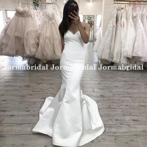 Cheap Boho Wedding Dresses Sweetheart Mermaid Wedding Gown Sexy White Ivory Satin Bride Gown Custom Made vestidos de novia