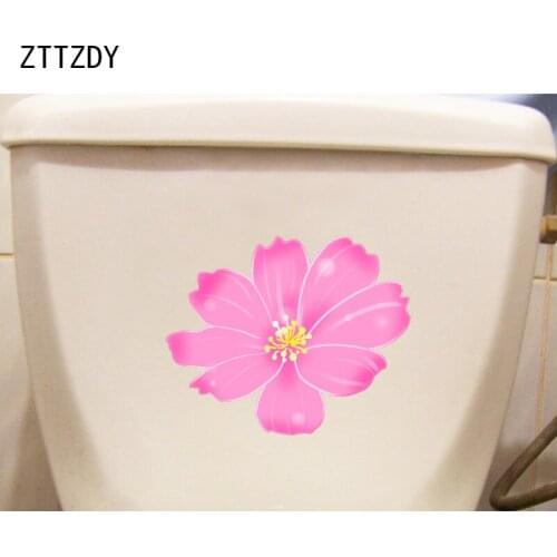 ZTTZDY 23.7*19.5CM Pink Flower Cartoon Childern Rooms Wall Sticker Toilet Decal Home Decoration T2-0509