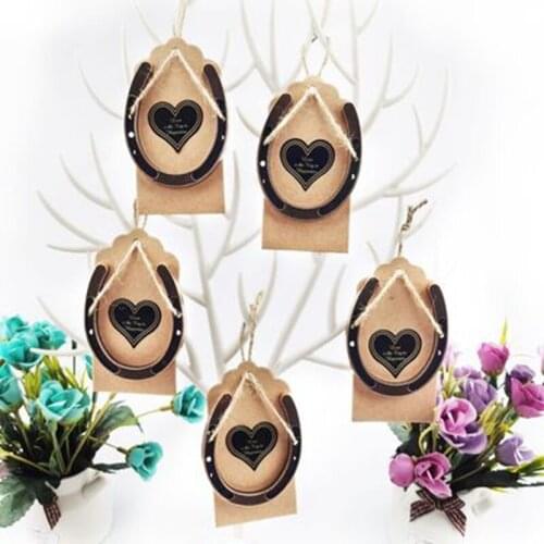 10pcs/lot Good Lucky Horseshoes with Kraft Tags Rustic Wedding Souvenirs Decoration Gifts