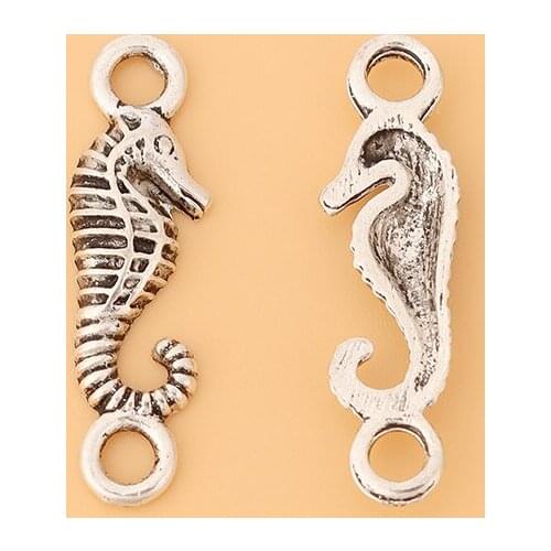 100pcs/Lot Tibetan Silver Seahorse Connector Charms for Bracelet Jewelry Making Findings Accessories