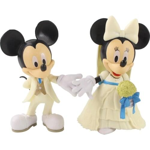 12cm 2pcs/Lot Disney Mickey Mouse Minnie Wedding Dress Anime Decoration Collection Figurine Model Toy For Children Gift