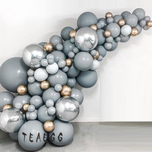 168Pcs/Set Silver Aluminium Foil Balloon Garland Kit Gray Balloon Arch Wedding Party Globos Bridal Shower Metallic Gold Decor