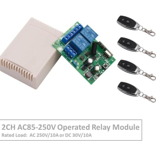 2Channel 433 MHz RF Wireless Remote Control AC 220V 10A Relay Receiver For Universal LED/Garage/Door/Motor/Electric Curtain