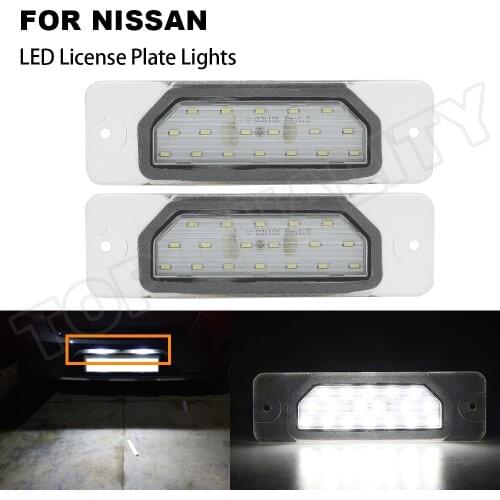 2PCS/Set Led License Plate Lamp Lights White Colour For NISSAN CEFIRO A33 1999~2003 Fuga 2009~ Bright Led Number Plate Light