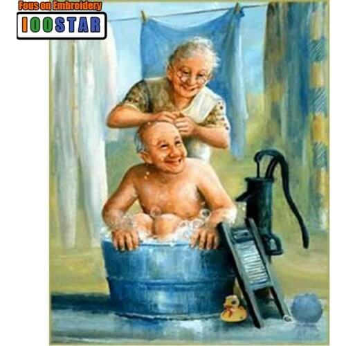 3D DIY Full Square Diamond Embroidery Old Couple Needlework Cross Stitch Mosaic Diamond Painting Home Decor Decoration
