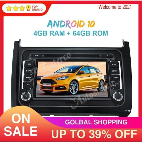 Android 10.0 4G+64GB Car GPS Navigation Radio for Volkswagen Polo 2015-2017 Auto Stereo Radio Tape Recorder Multimedia Head Unit