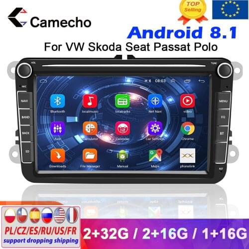 Camecho 2 din Android 8.1 Car Radio GPS Multimedia player For VW/Volkswagen/Golf/Polo/Tiguan/Passat/b7/b6/leon/Skoda/Octavia