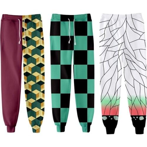 Anime Demon Slayer Clothing Pants Kamado Tanjirou Joggers Pants Trousers Streetwear High Waist Pant For Men Male Unisex Winter
