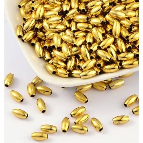 500pcs Golden Plastic Acrylic Rice Beads for Jewelry Accessories Spacer Hole Beads For Jewelry Making supplies perles 8x4mm F70