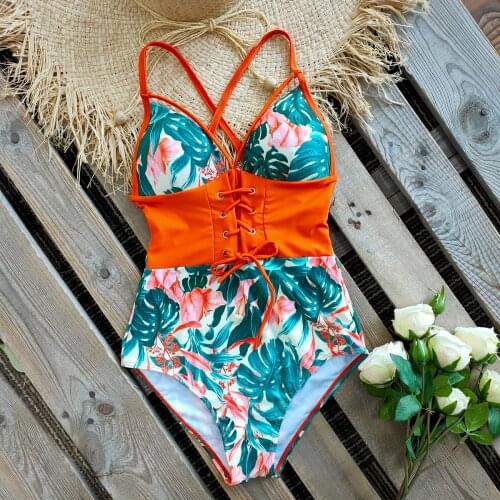 String One Piece Swimsuit 2021 Solid Swimwear Women Print Monokini Sexy Bodysuit Push Up Beach Wear Plus Size Bathing Suit