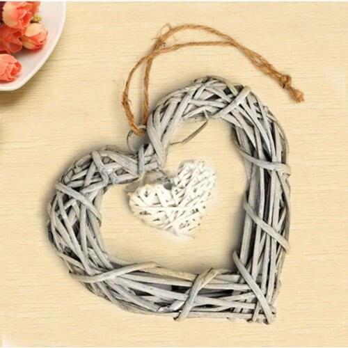 Double Heart Wedding Resin Wicker Wall Hanging Decoration Ornament Party Gift Craft DIY Resin Ornaments