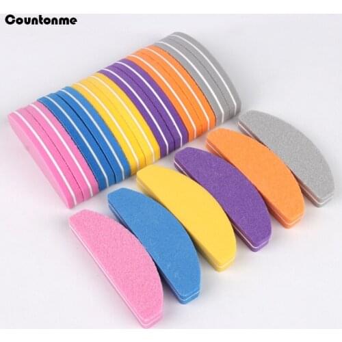 50 Pcs/lot Double-sided Mini Sponge Nail File Blocks 100/180 Colorful Sandpaper Sanding Buffer Strips Polisher Manicure Tool Set