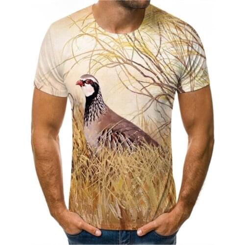 Animal Hunting Partridge Bird 3D Print Harajuku T-Shirt Summer Fashion Casual Mens tshirt Chukar Short sleeve Streetwear Unisex