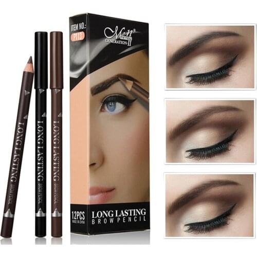 3 Colors Black Eyeliner Pencil for Women Waterproof Brown Eyebrow Eye Liner Pencils Makeup Tools Eyebrow Pen Brushes Cosmetics