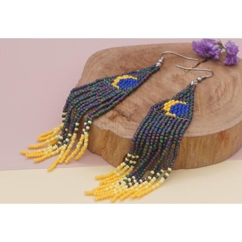 Go2boho Beaded Ear Rings Kurkey Moon Earring For Women Fringe Tassel Earrings Statement Jewelry Handmade Pendientes Jewellery