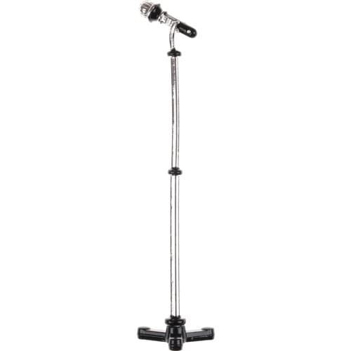 Cute Mini New Dollhouse Miniature Toy A Metal Microphone With Stand