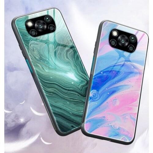 Marble Glass Case for POCO X3 NFC case POCO X3 Tempered Glossy Back Cover For POCO F2 Pro fundas POCO X2