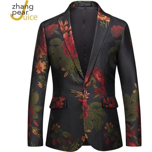 Men Blazer Fashion Jacquard Vintage Floral Slim Fit Casual Suit Jacket Blazer African Blazer Men Veste Homme Costume