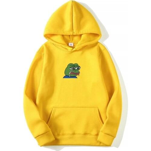 Man Woman Pullover Sweatshirt Funny Graffiti Print Sad frog Hoodies fashion mens womens hip hop fleece yellow pink hooded 3XL