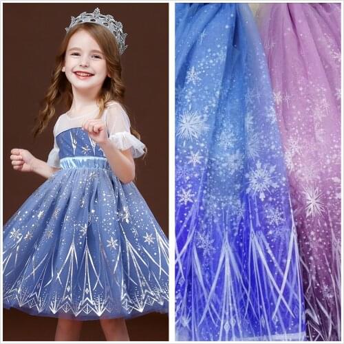 Soft Print Silver Snowflake lace fabric Polka Dots Mesh For Cosplay, Birthday Party Dress, Cupcake Dress Evening Ball Gown