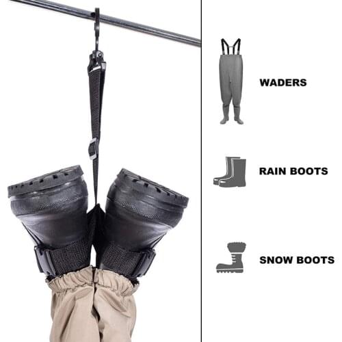New Fly Fishing Wader Boot Shoes Hanger Nylon Outdoor Adjusatble Wading Rain Boots Storage Dryer Hanger Strap Hook Holder Tools
