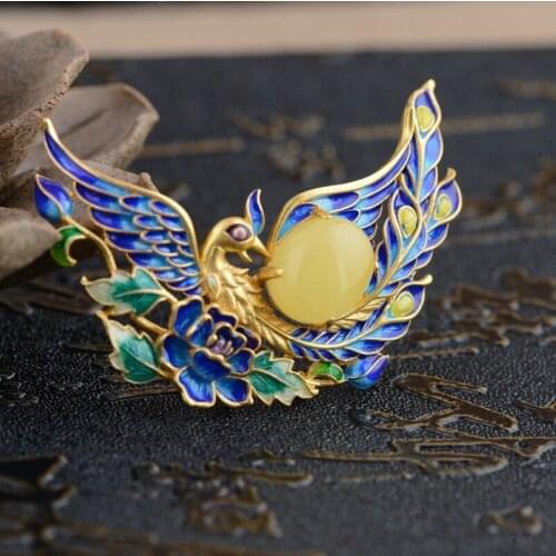 New woman pendant beeswax S925 pure silver Phoenix wear peony antique Shaolan female new technology