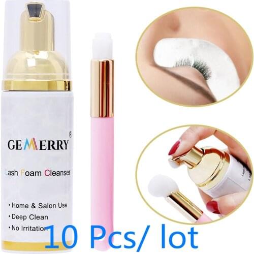 10 PCS 60ml Eyelash Extension Cleaner Shampoo Professional Gentle Eye Lashes Foam Cleaner Individual Eyelashes Makeup Remover