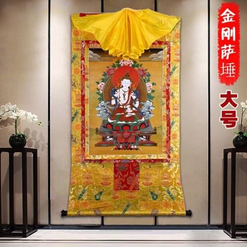 Wholesale Buddhist products Tibetan 120cm large Thang-ga Thangka HOME temple efficacious Protection Vajrasattva Buddha painting