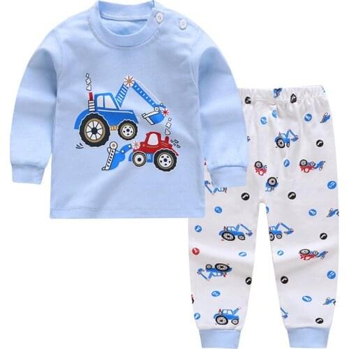 Boys Pajamas Set Autumn New Infant Newborn Baby Boy Cotton Sleepwear Print Long Sleeve Top + Pants 2-Pce Suit Child Clothing Set