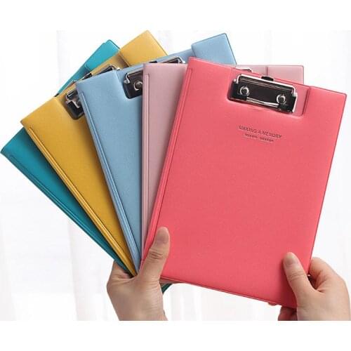 Candy Color PU Straight Plywood Signed Clipboard Fold-Over Lovely WordPad Vertical Kawaii Writing Board Student Supply A5