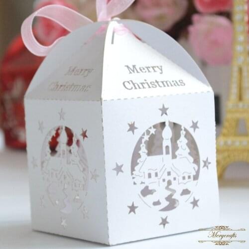 Custom christmas gift box party supplies laser cut wedding favors