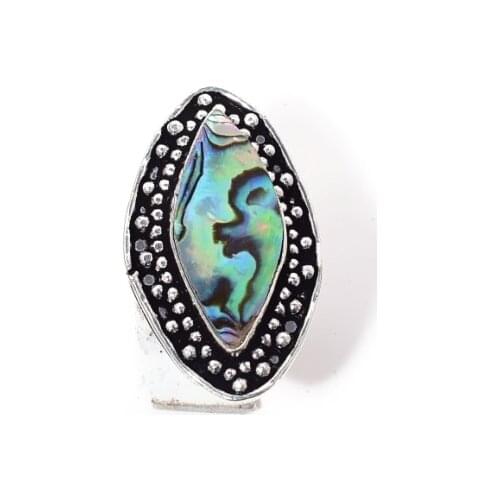 Abalone Shell Ring Silver Overlay over Copper , Size: 6.5 , R5409