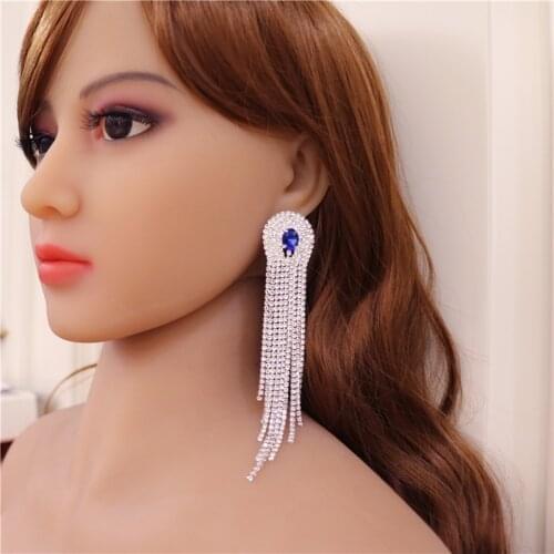 Rhinestone Earings 2021 Trendy Exaggerated Large Stud Earrings Wild Long Earrings for Women Brincos Fashion Jewelry Bijoux