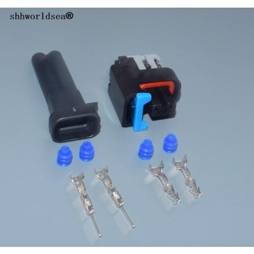 Shhworldsea EV6 2 Pin way 0.6mm car Fuel Injector Plug Waterproof Electrical Automobile Connector 15419715 15326181 15411633