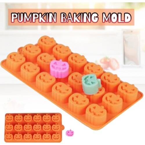 18 Holes Pumpkin Mold Halloween Silicone Mould Wax Melt Chocolate Cake Mold Cupcake Candy Chocolate Decor Baking Tools
