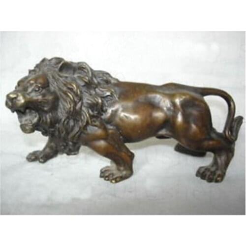 Sculpture&Carving Bronze coffee Fierce Lions Wild Animals Figure Statue gift