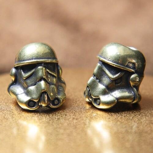 Soldier Brass Warrior Helmet Knife Bead Vintage EDC Outdoor Multi Tools DIY Paracord Accessories Keychain Lanyard Pendant Charms