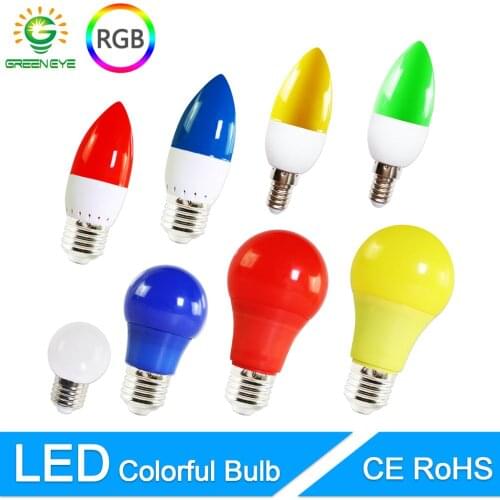 LED Lamp E27 E14 3W 5W 7W RGB Led Bulb A60 A50 G45 C35 Led candle Light Colorful SMD 2835 AC 220V 240V Flashlight Globe Bulb