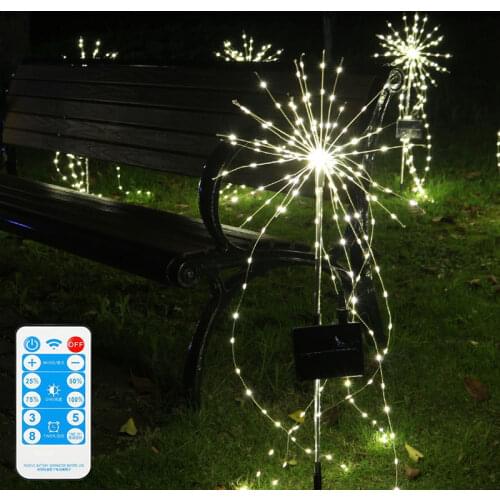 Solar Garden Lights Outdoor 200 LED Firework Lights Solar Lights Copper Wire String Fairy Lights for Walkway Patio Lawn Backyard