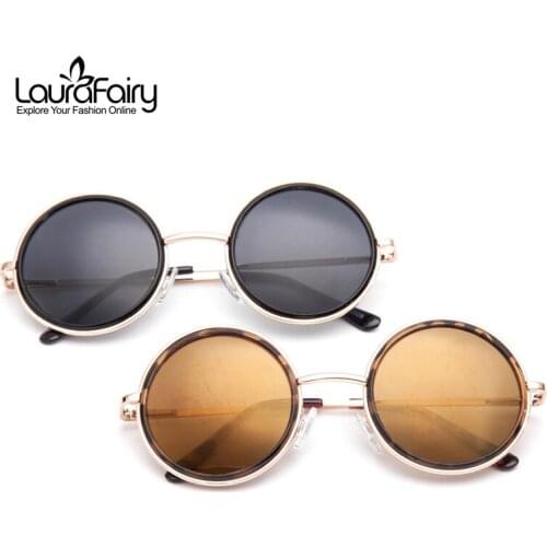 Laura Fairy Retro Round UV400 Sunglasses Fashion Style Material Patchwork Sunglass oculos de sol feminino 90029
