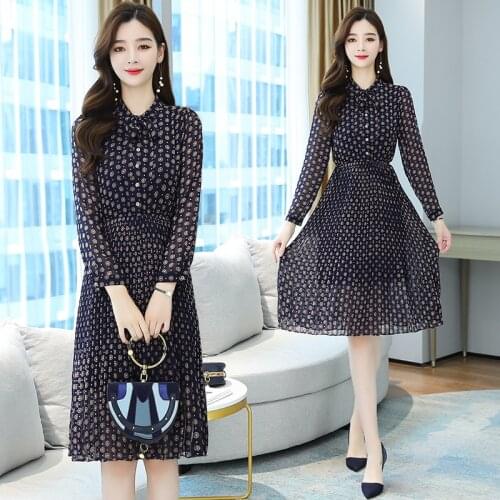 2021 Autumn Winter Floral Chiffon Boho Beach Dress Plus Size Vintage Long Sleeve Midi Dresses Women Party Casual Bodycon Vestido