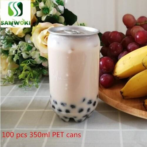 200pcs 350ml PET bottles for cans sealing machine bubble tea drinks cans jar bottle beverage bottles for milk tea shop