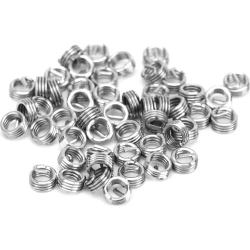 50Pcs 2-56x1D/1.5D/2D/2.5D/3D US Standard Wire Thread Insert Stainless Steel Screw Hole Repairing Trimming Set