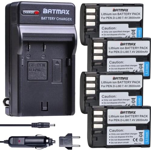 Batmax D-LI90 DLI90 D LI90 2600mAh Battery +Digital Wall Charger For PENTAX K-7 K-7D K-5 K-5 II 645D K01 K-3 K-3 II 645Z L15