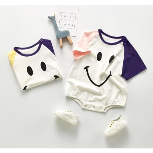 Angoubebe 202H12 Infant Girls Bodysuits Smile Baby Clothes Summer Newborn Baby Clothes Kawaii Outfit Infant Short sleeve