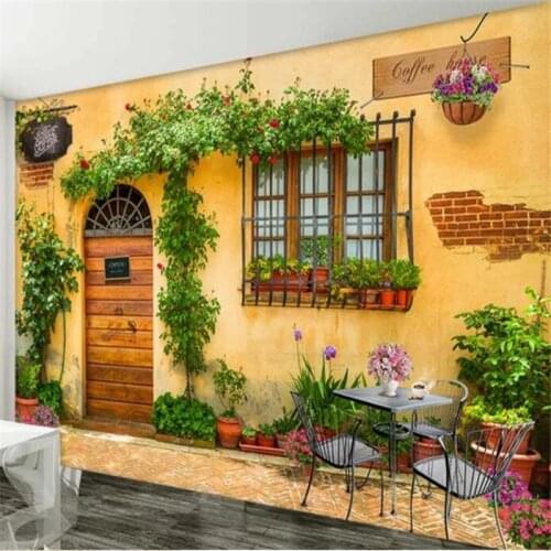 Beibehang Custom wallpaper 3d murals cafe TV background wall European style 3D stereo arch door green TV background wall paper