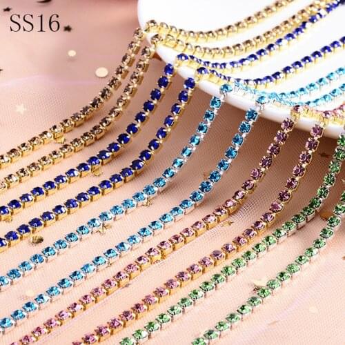 10 yards SS16 rhinestones cup chain crystal stones Copper cup chain DIY Decorations glue on rhinestones chain sewing rhinestones